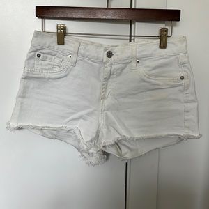 7 for all mankind cutoff white denim shorts, size 26